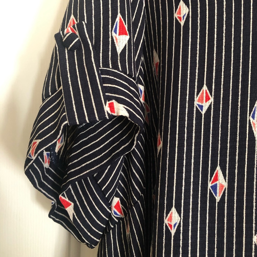 August Mist pinstripe popover top